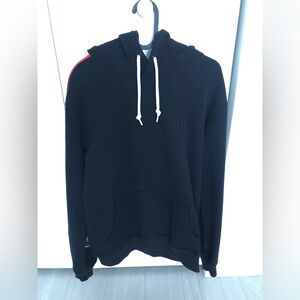 Criminal Damage Black Hoodie with Red Accents ( Dragon on Arm)